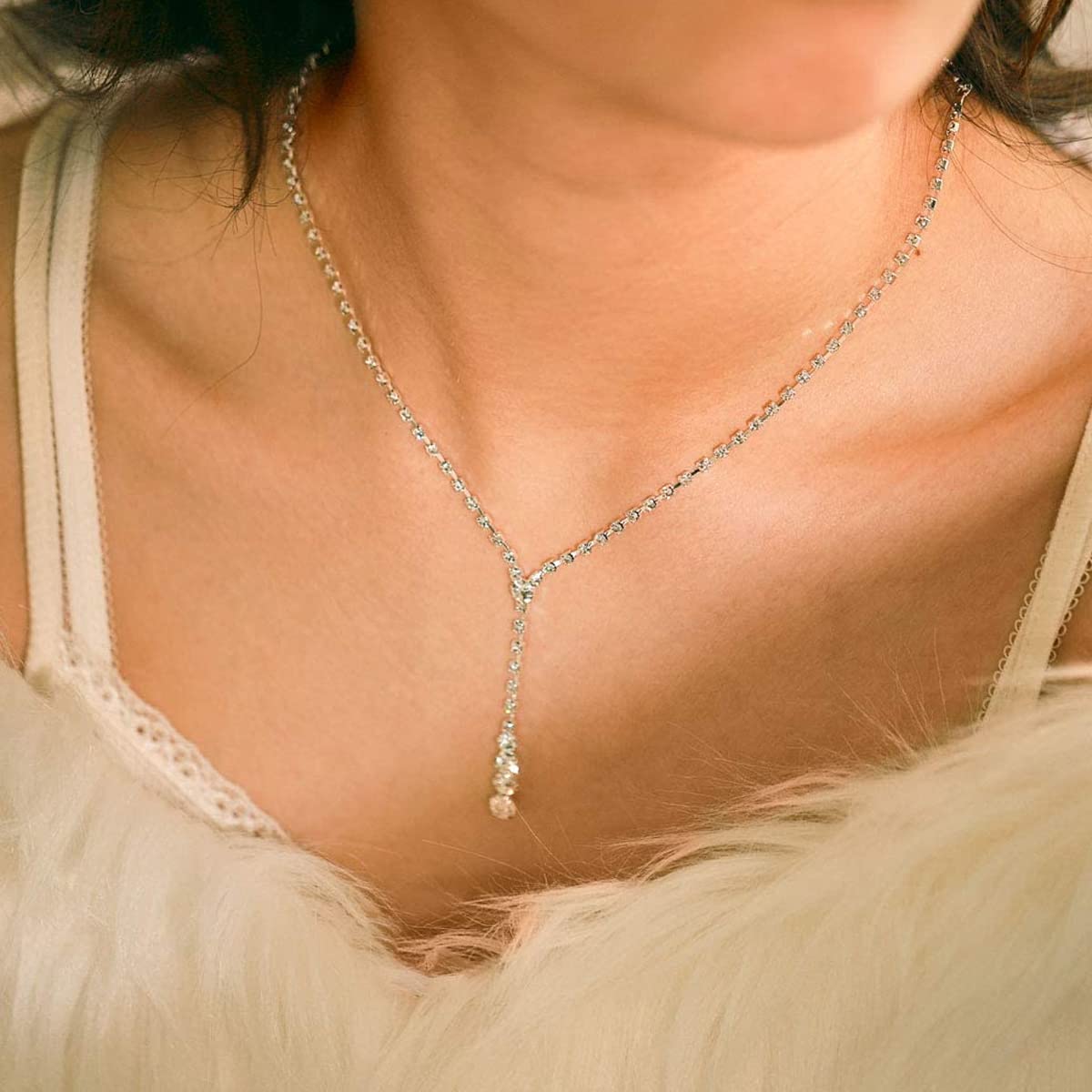 SANNIDHI Necklace Earrings Set Bridal Wedding Jewelry Sets Rhinestone Chain Necklace Prom Costume Jewelry Set for Women and Girls SANNIDHI Necklace Earrings Set Bridal Wedding Jewelry Sets Rhinestone Chain Necklace Prom Costume Jewelry Set for Women and Girls